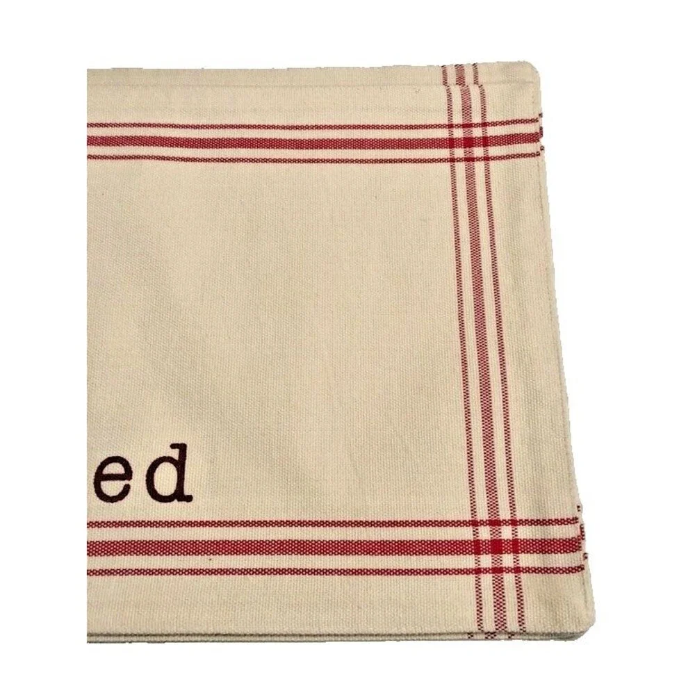 Chef's Collection Blessed Fabric Placemats Set of 4 Ecru Red Machine Wash